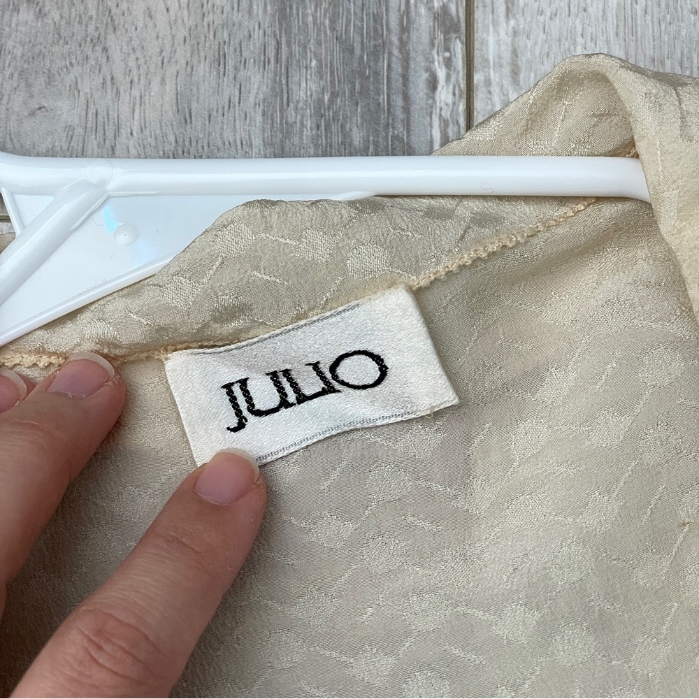 Vintage Silk Shrug printed open collared womens Cream (one size) minimalist chic - Picture 2 of 7